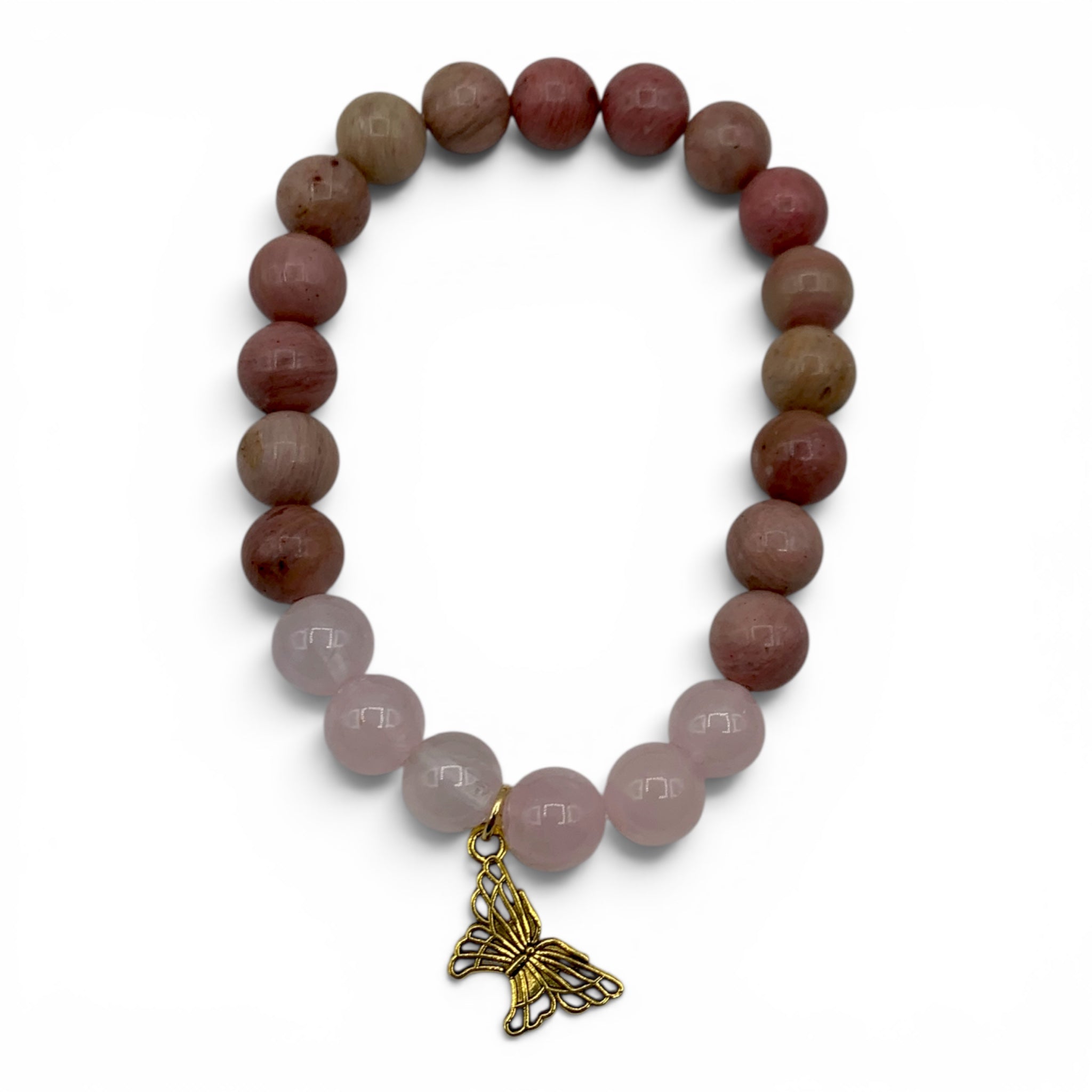 Bracelet - Rhodonite and Rose Quartz with Charm